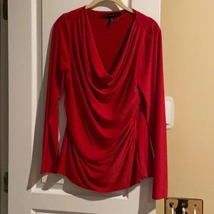 Red scoop neck blouse